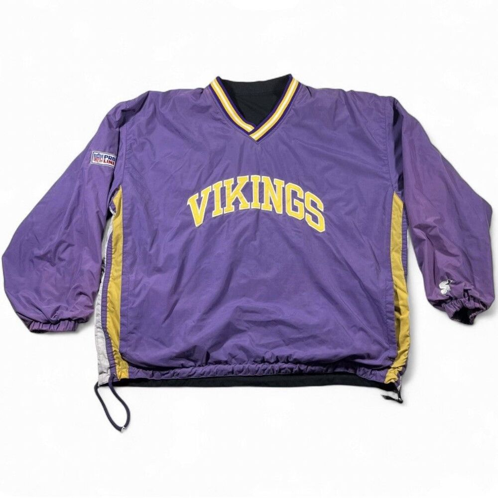 Vintage 90s Starter Minnesota Vikings Reversible Pullover Jacket XL NFL